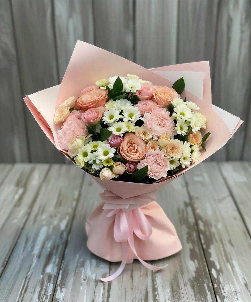 Букет цветов из: Гвоздики, Розы и Хризантемы в Шемордан