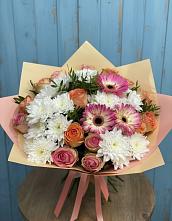 Букет цветов из:  Розы, Герберы и Хризантемы в Шемордан