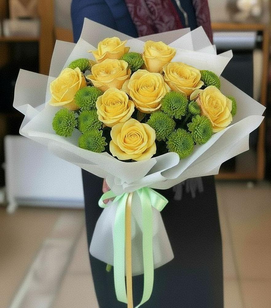 Букет цветов из: Хризантемы и Розы в Шемордан