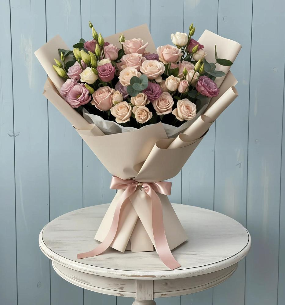 Букет цветов из: Розы и Лизиантусы в Шемордан