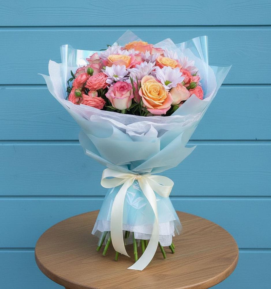 Букет цветов из: Хризантемы и Розы в Шемордан