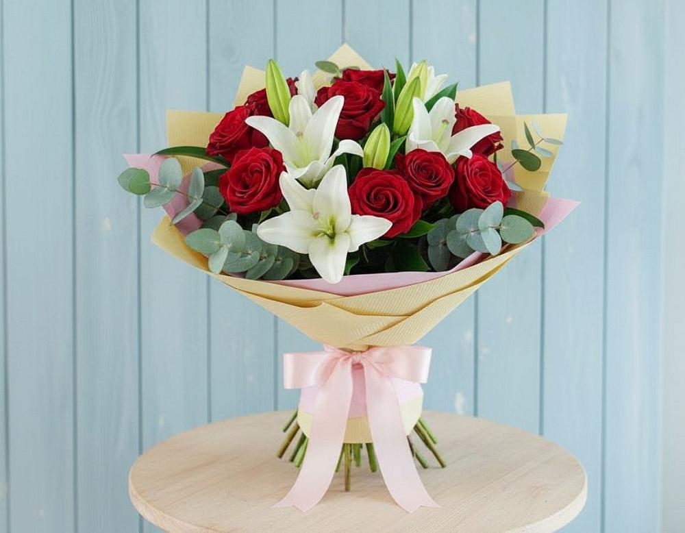 Букет цветов из: Лилии и Розы в Шемордан